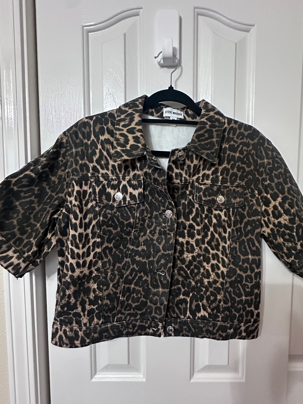 Steve Madden Leopard Print Jean Jacket - Brown, Black